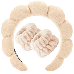 La diadema Zkptops para spa mantiene el cabello separado durante la limpieza facial.