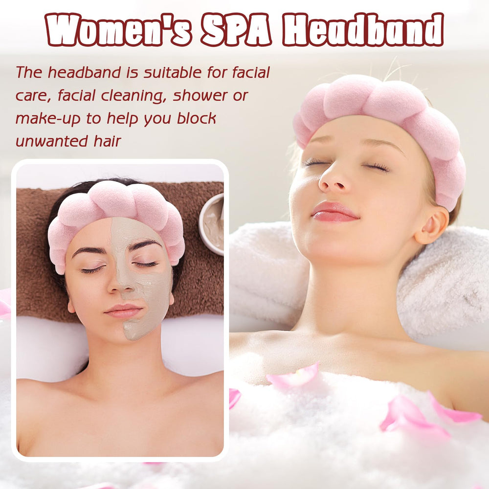 Diadema Zkptops de terry rosa, suave y rápida para absorber agua durante el cuidado facial.