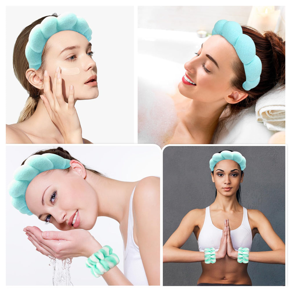 Tejido terry Zkptops con textura suave durante el cuidado facial.