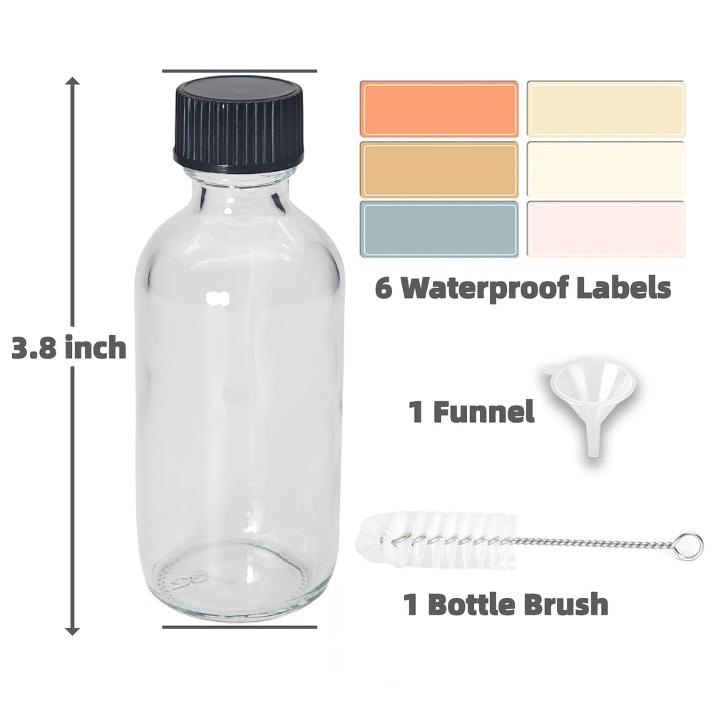 Zkupanx travel-friendly 60ml bottles in clear glass for essential oils.