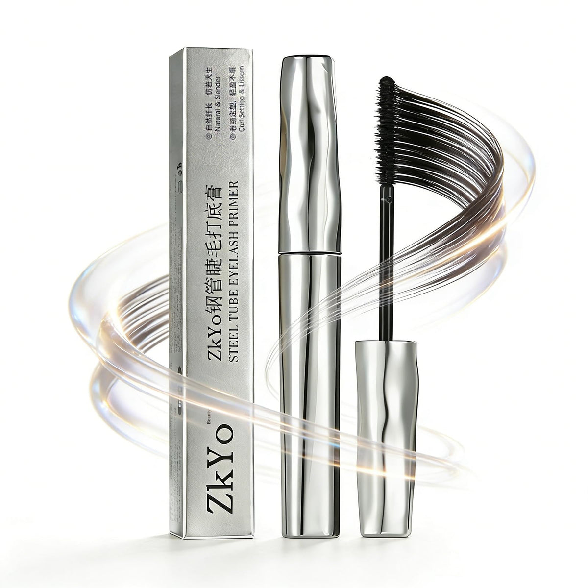 Primer de pestañas ZkYo Beauty en tubo de acero para higiene y frescura de la fórmula