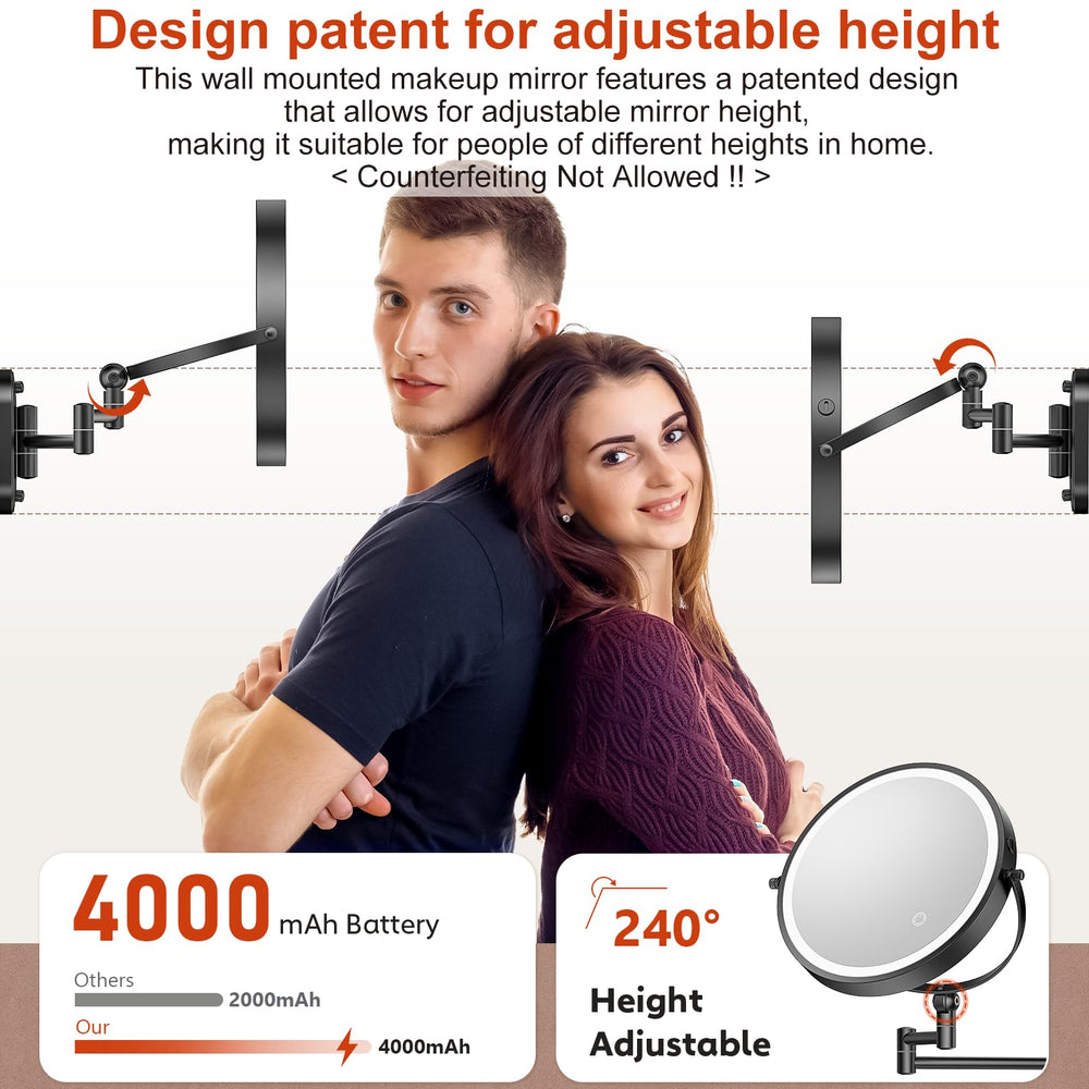 ZLOKLA lighted mirror with 360-degree rotation for versatile viewing during routine