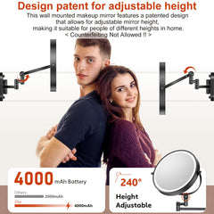 ZLOKLA lighted mirror with 360-degree rotation for versatile viewing during routine