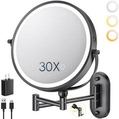 ZLOKLA wall-mounted 9-inch mirror with extended arm for easy, precise makeup angles