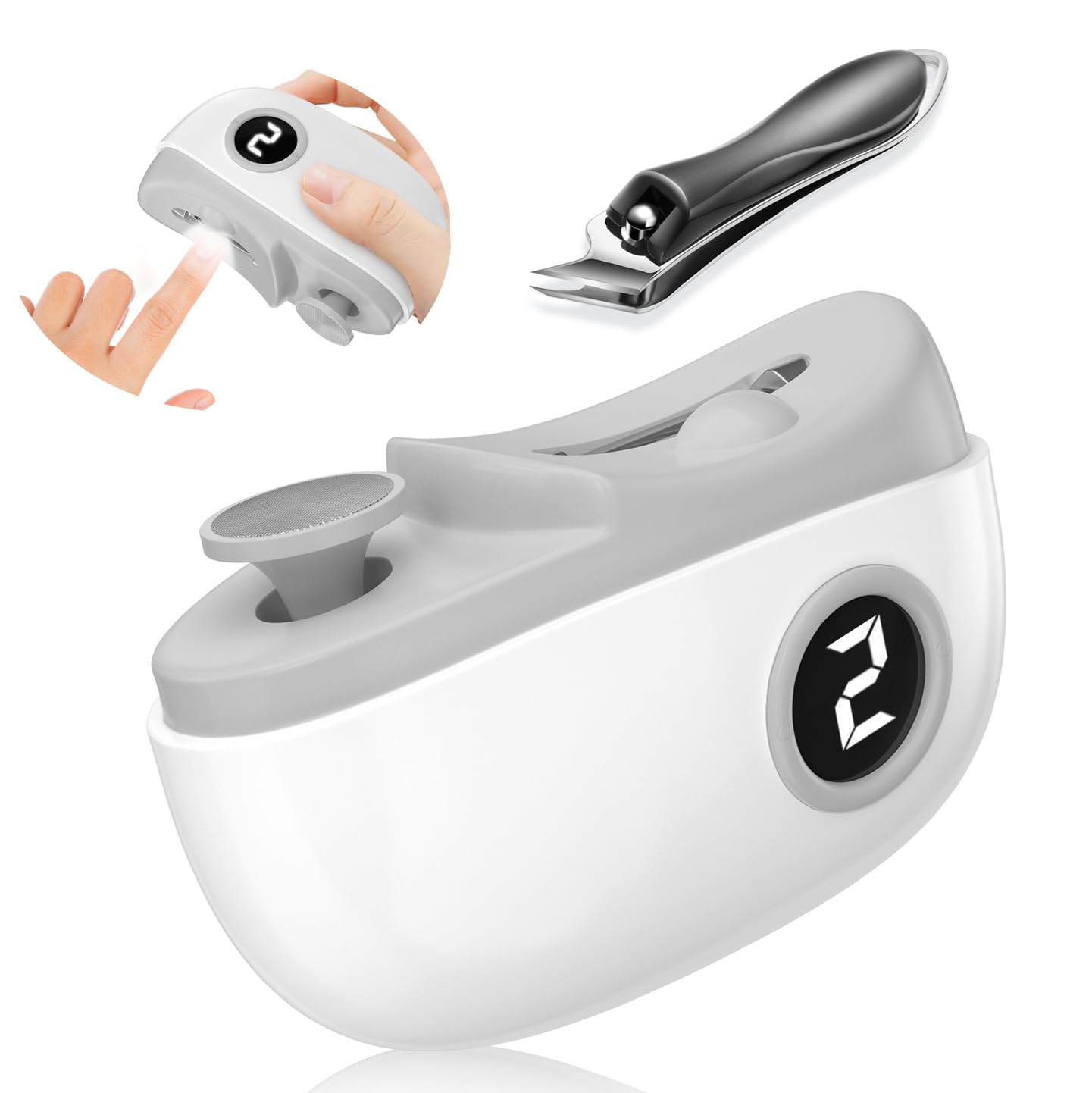 Zlsoeci electric nail clipper 2-in-1 in action for easy trimming and polishing