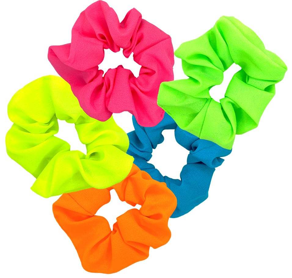 ZLXO NOVELTIES neon scrunchies hot pink for vibrant ponytails and playful outfits.