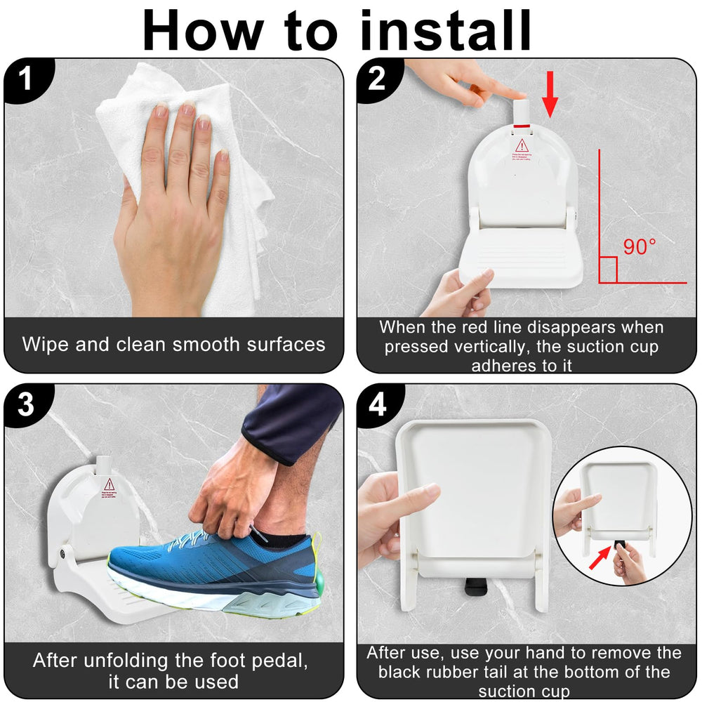 ZMJY Shower Foot Rest shows red safety line for secure locking
