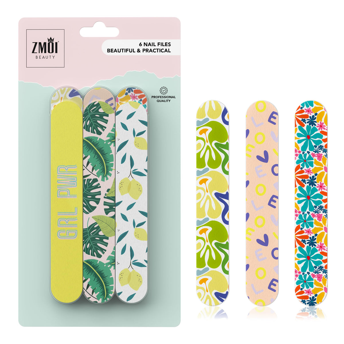 ZMOI dual-sided nail file with 150/180 grit for precise shaping and smoothing.
