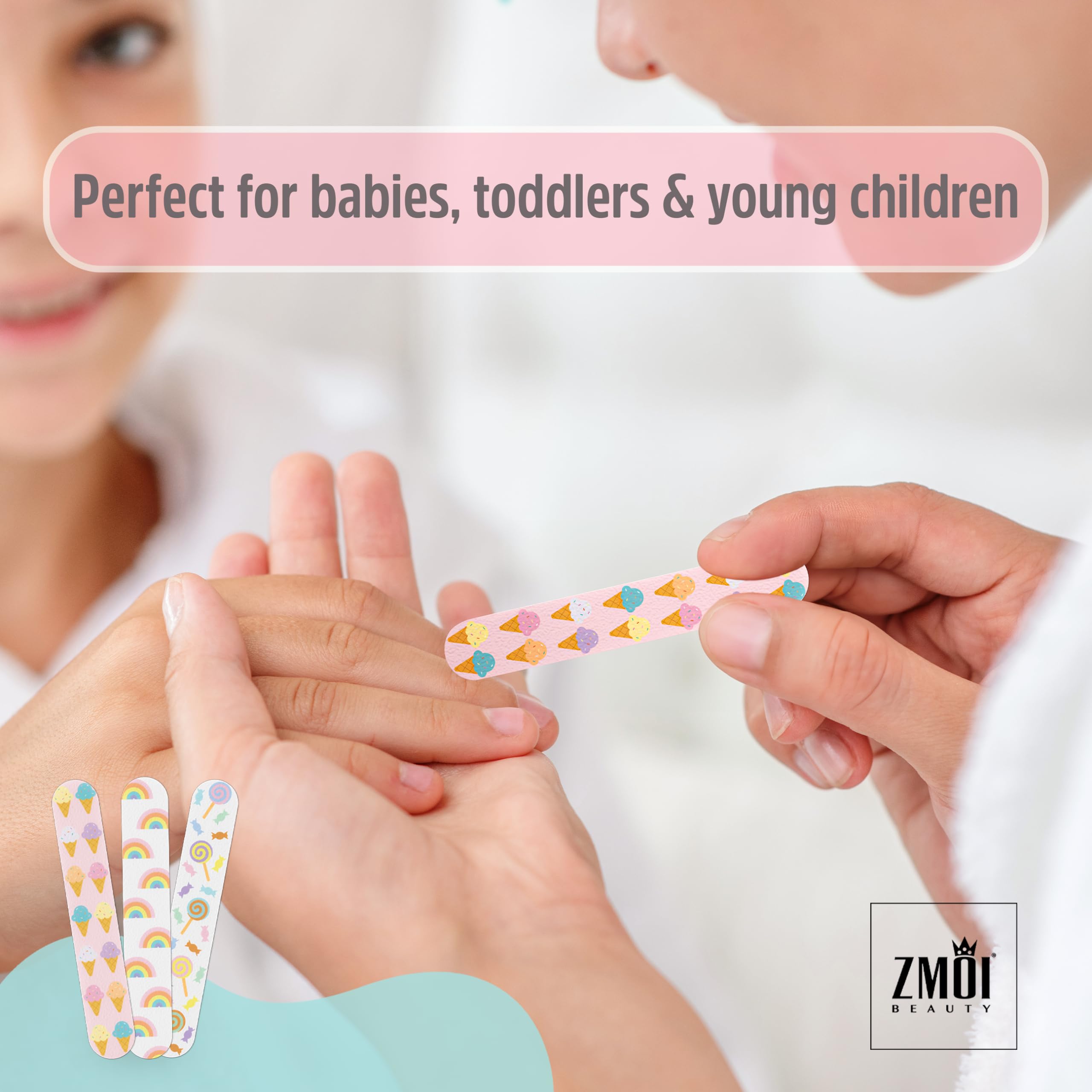 ZMOI baby nail file yellow cream pattern for on-the-go grooming