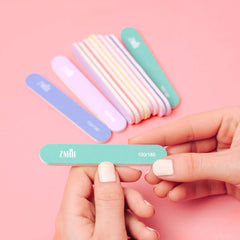 ZMOI mini emery boards with 100/180 grit deliver smooth edges on natural and acrylic nails