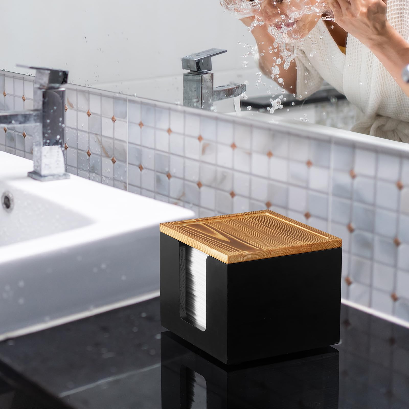 ZMZKKLL bathroom organizer keeps towels and wipes ready on your vanity.