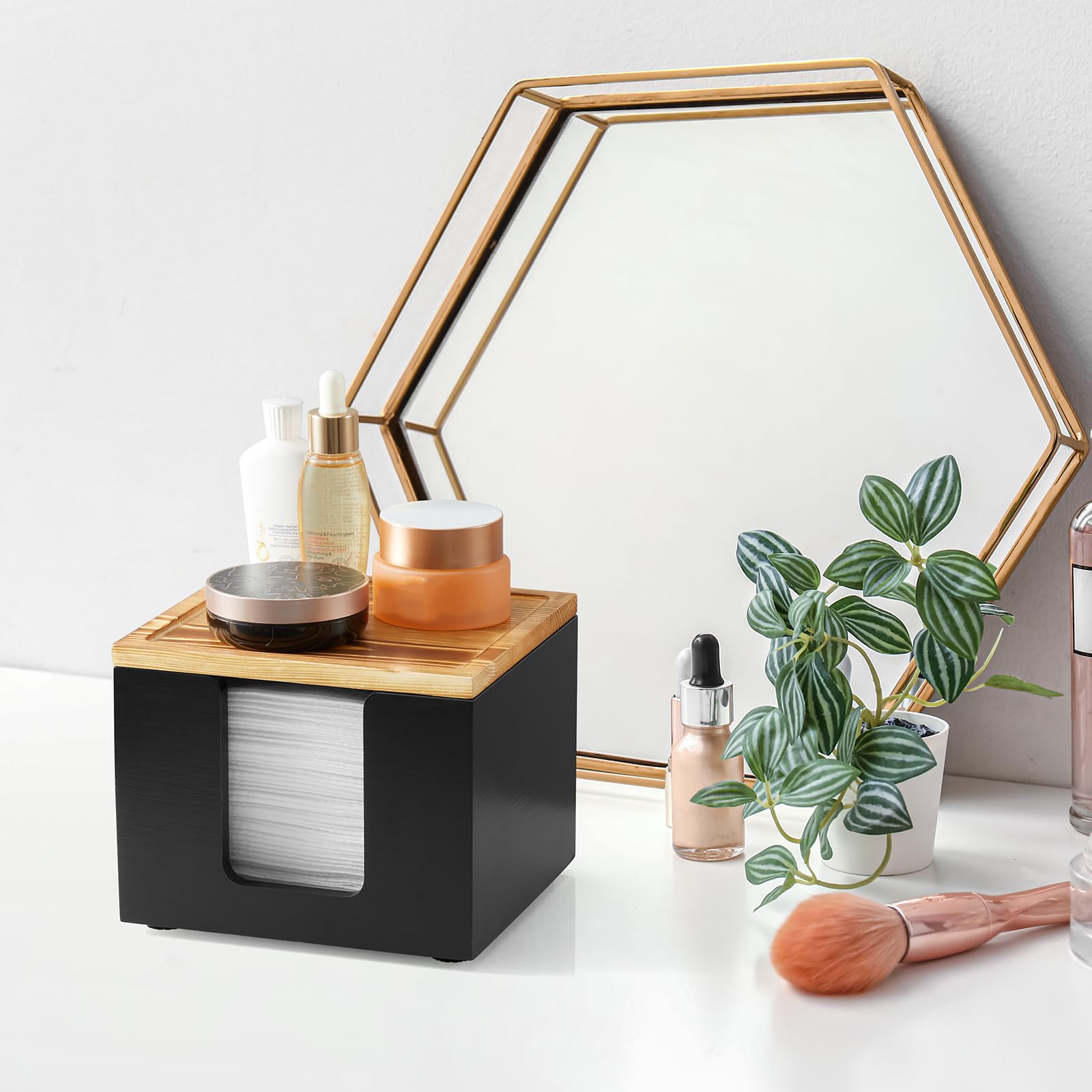 ZMZKKLL vanity organizer adds rustic-modern charm while keeping essentials in view.
