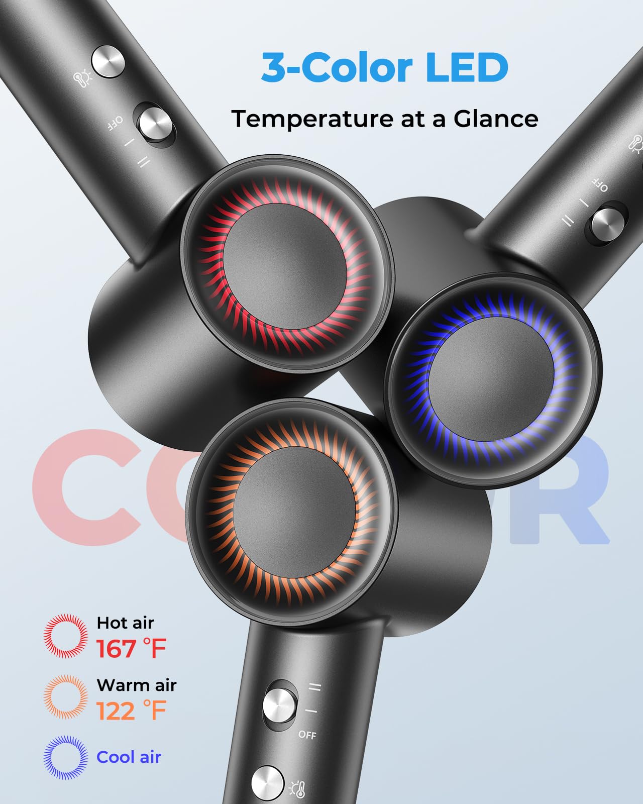 ZMZW four-heat two-speed settings customize airflow for different hair types.