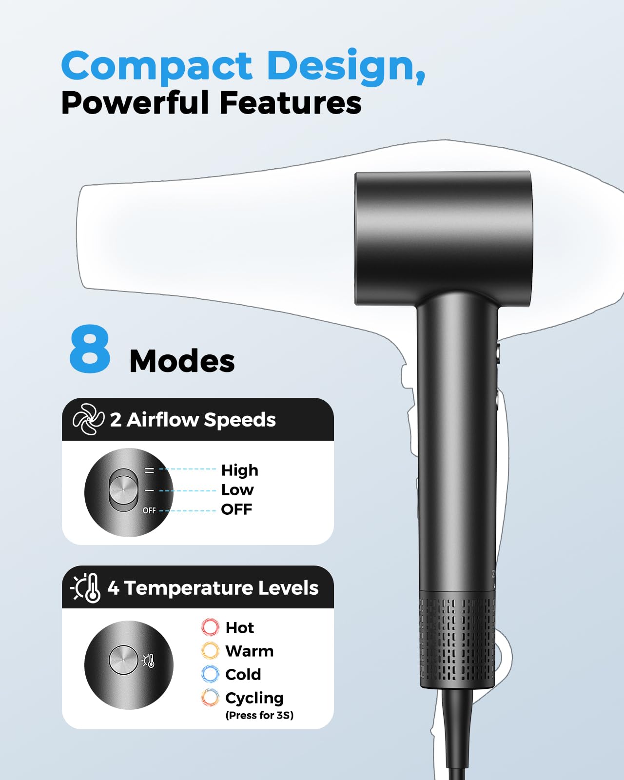 ZMZW smart temperature control helps prevent heat damage during styling.