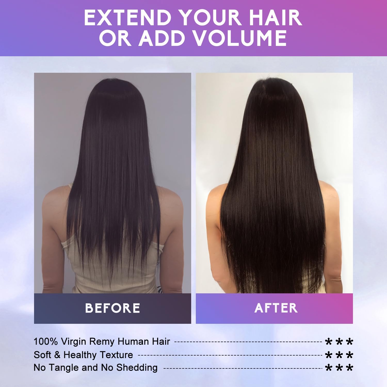 ZNXDJXE 18-inch extension set adds length and body for everyday wear