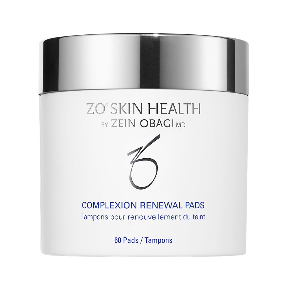 ZO Skin Health Complexion Renewal Pads packaging shows convenient 60-pad container for daily exfoliation