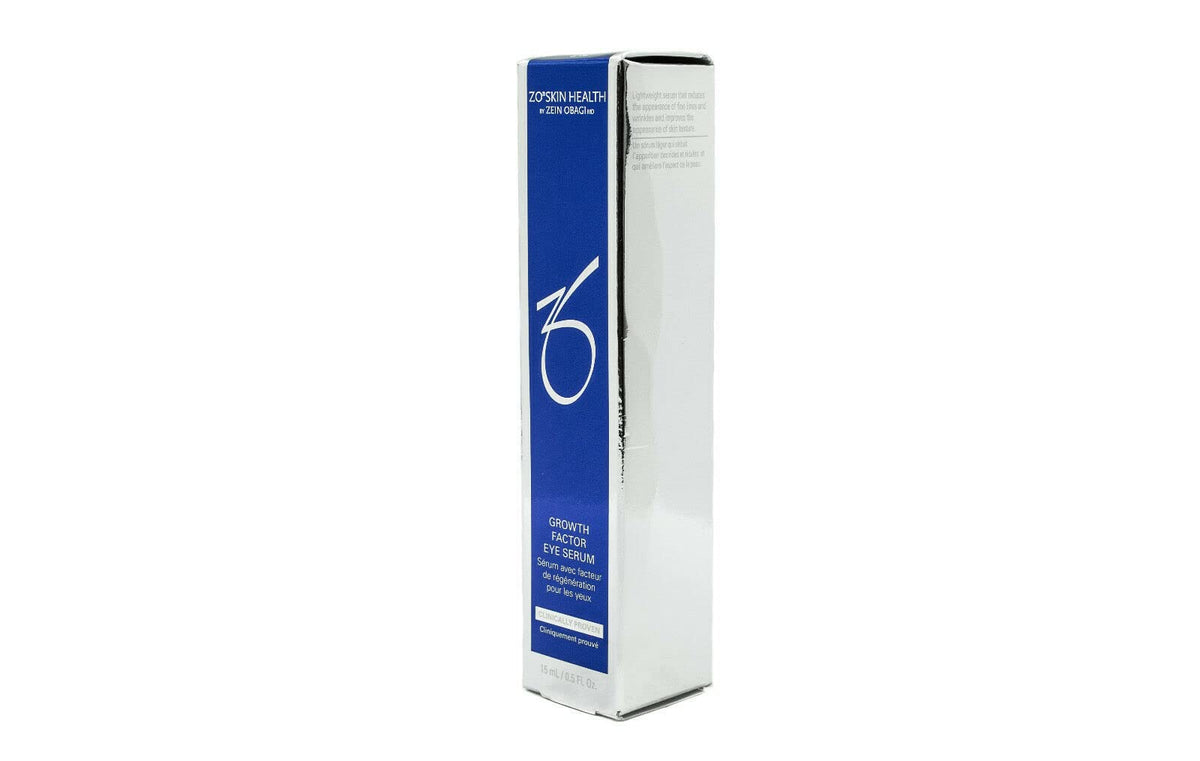 ZO Skin Health Growth Factor Eye Serum bottle closeup for refreshed-looking eye skin.