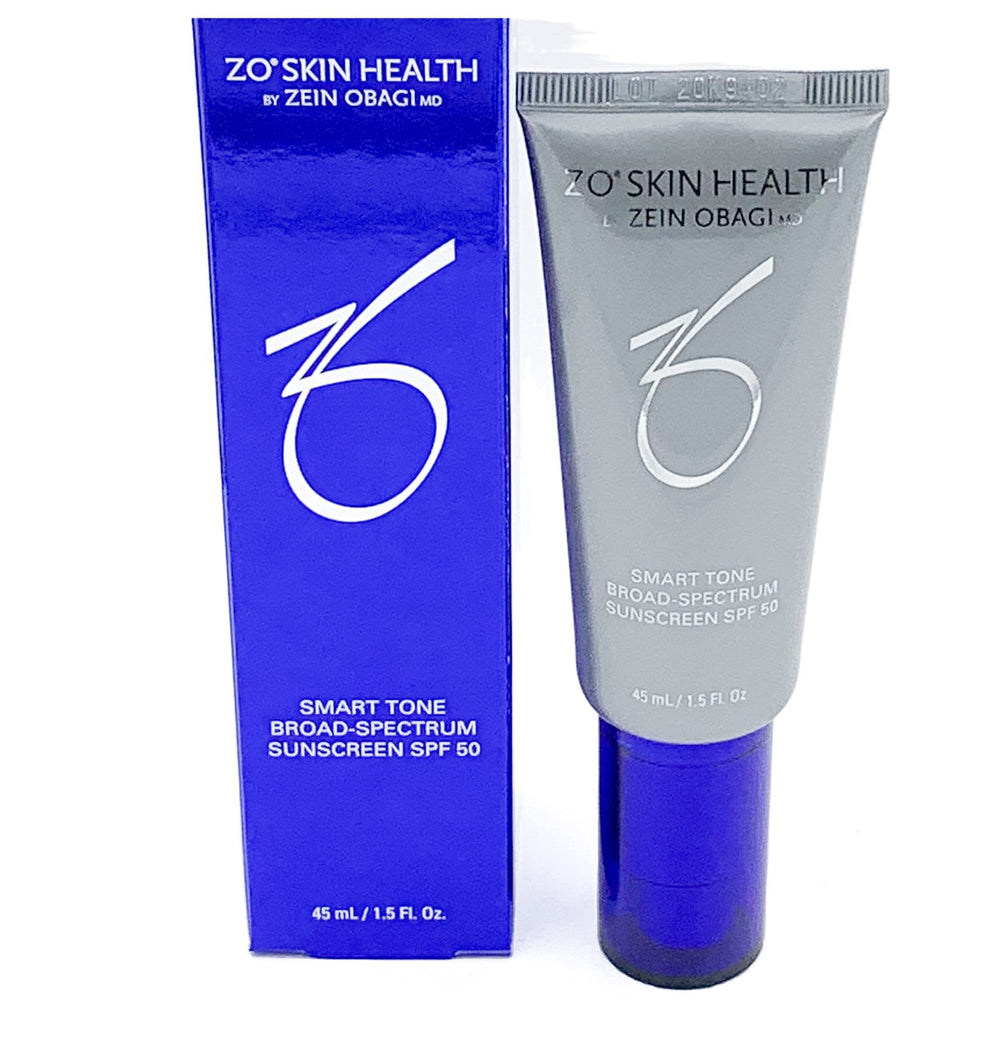 ZO Skin Health Smart Tone sunscreen bottle provides broad spectrum protection for daily use.