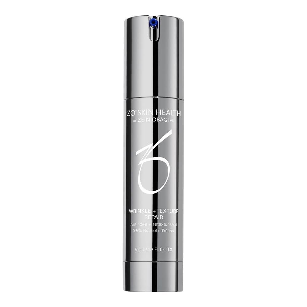 ZO Skin Health Wrinkle Texture Repair bottle with high-potency retinol for smoother skin texture.