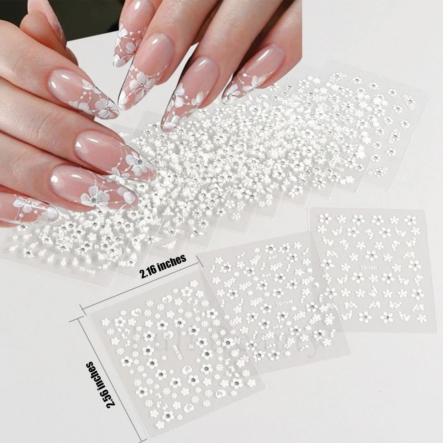 Zoance pegatinas blanco y dorado láser para uñas brillantes.