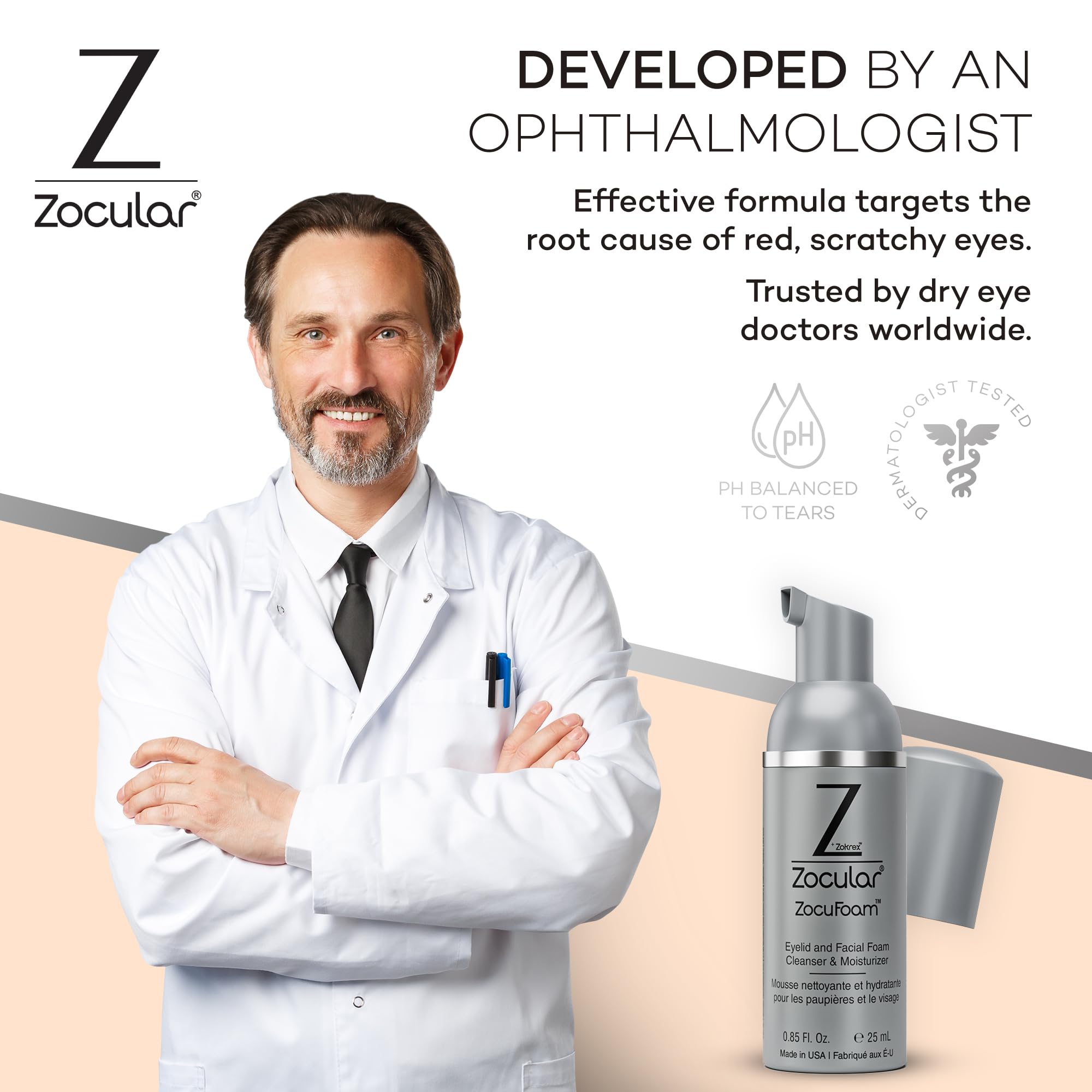 Zocular ZocuFoam brand box conveys credibility for eyelid care.