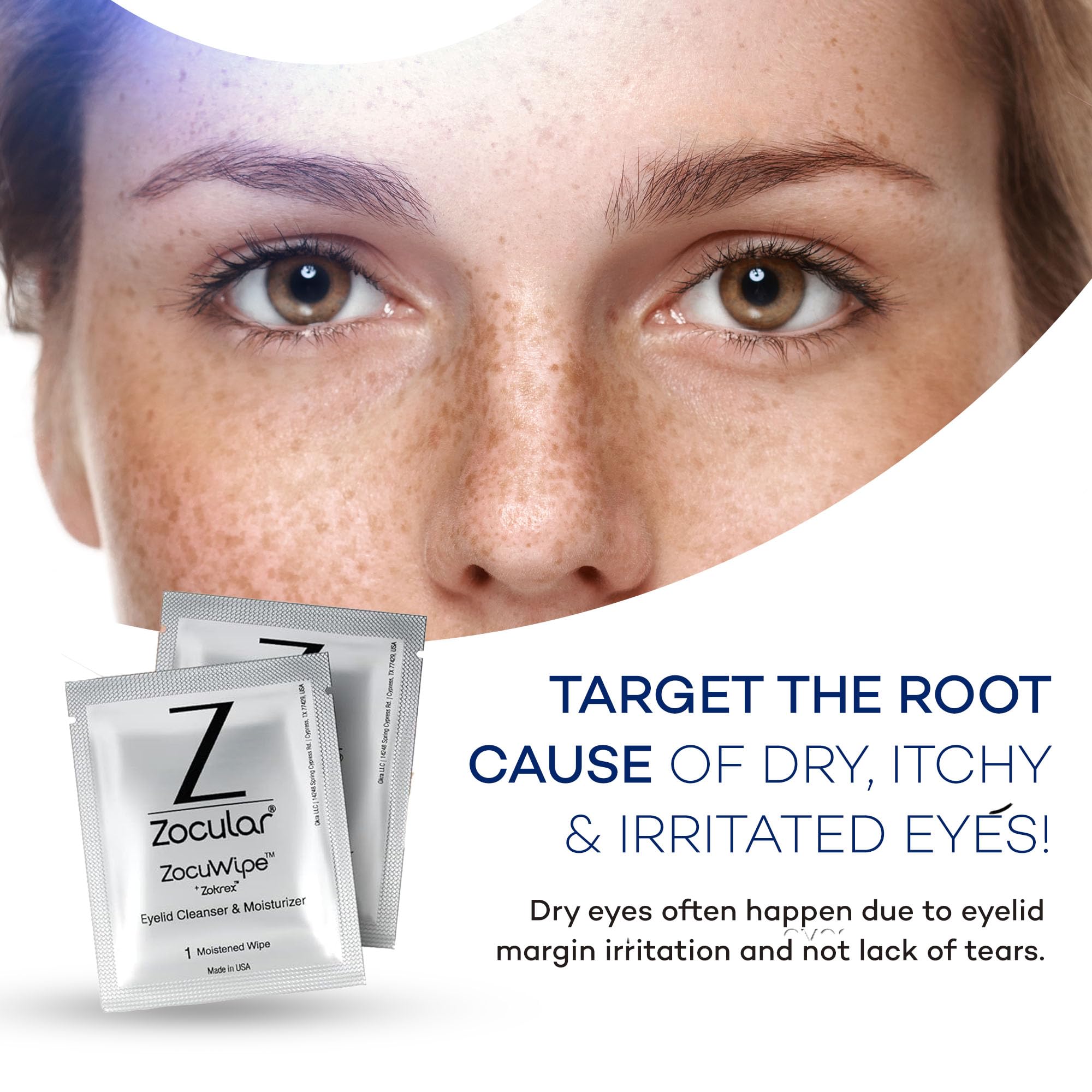 Moistened Zocuwipe demonstrates quick one-step daily cleansing