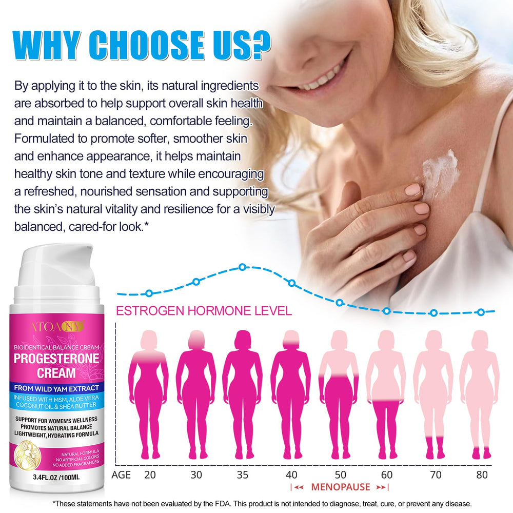 ZODENIS Progesterone Balance Cream, fórmula libre de gluten y organismos modificados genéticamente, vegana.