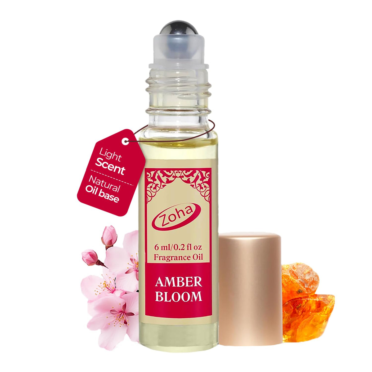 Zoha Amber Bloom bottle, compact design for on-the-go wear.