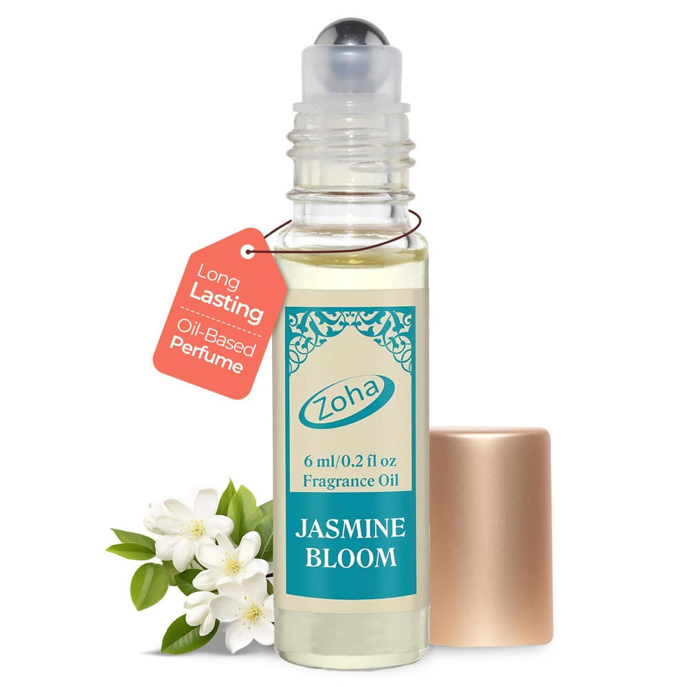 Zoha Jasmine Bloom roller bottle, compact 6ml for on-the-go fragrance.