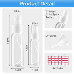 Zoizocp spray bottles 3.4oz/100ml back view, clear and spill-free design.