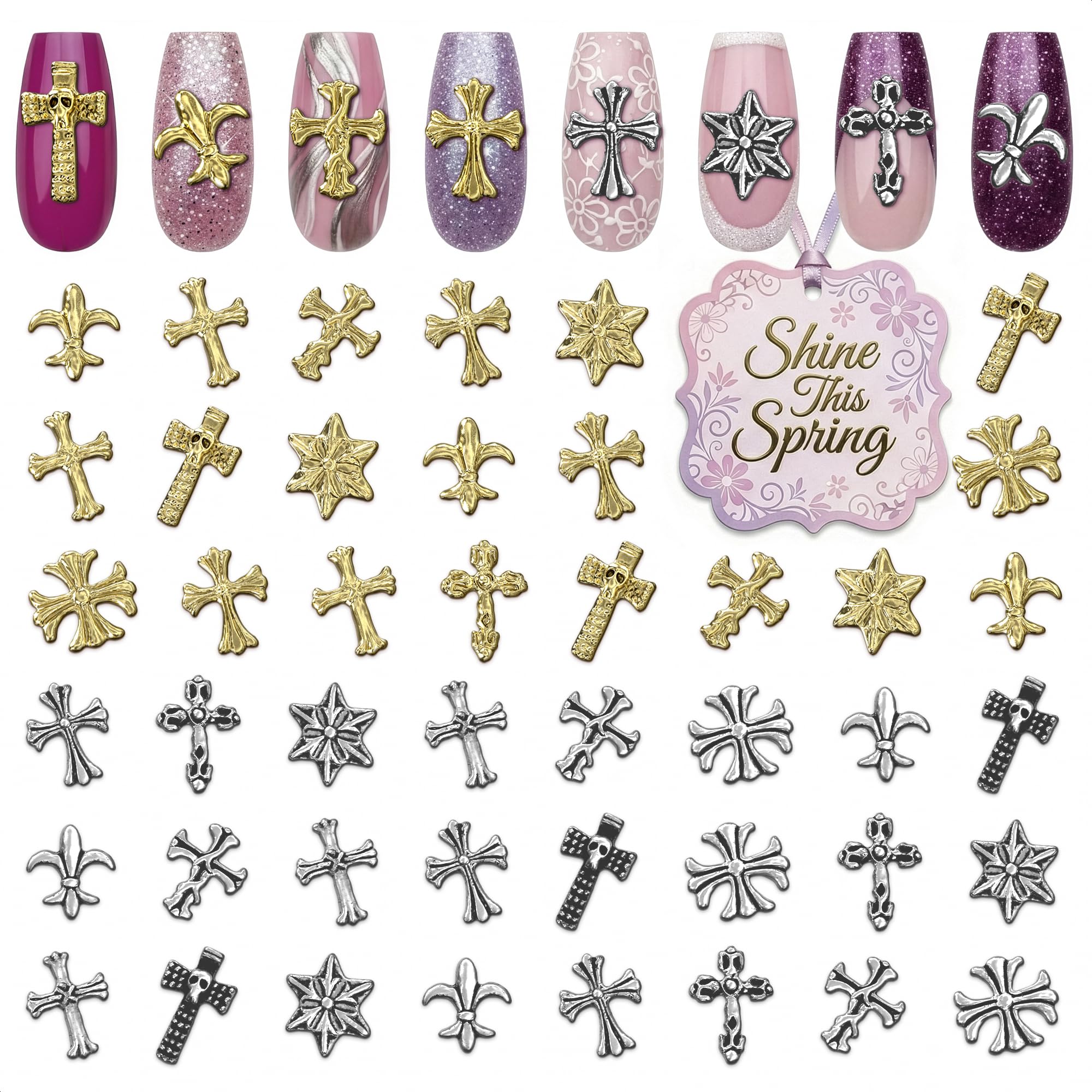 ZOKLU cruce uñas oro 3D para un brillo elegante en manicuras.