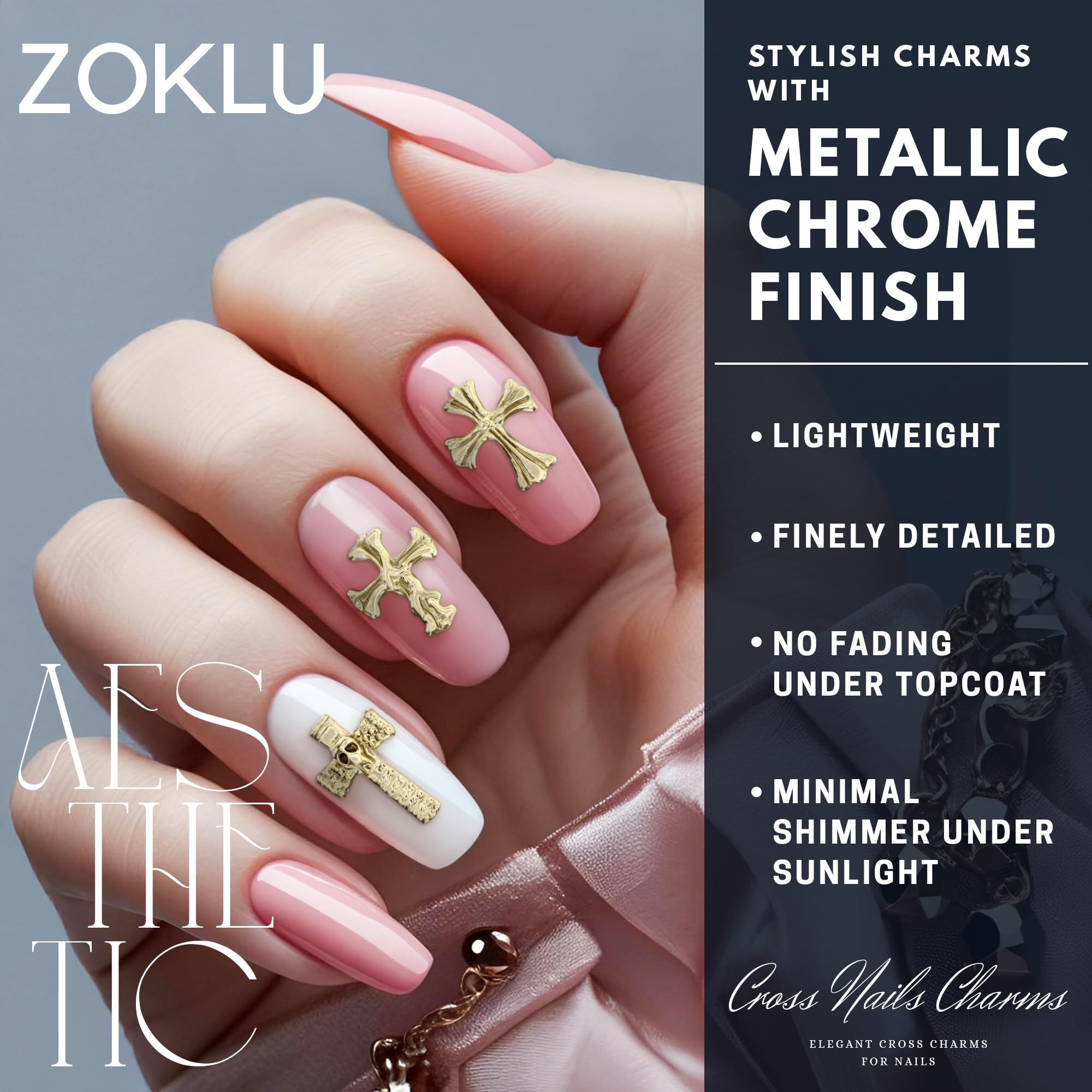 ZOKLU lote 240 cruces joya uñas para diseños variados.