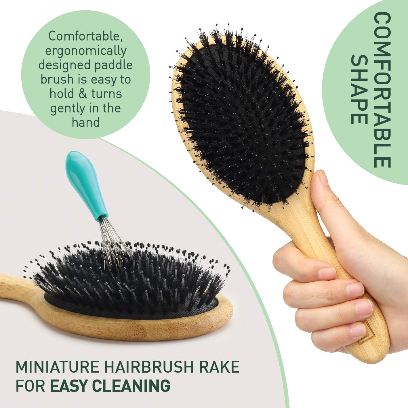 Zollo brush combines nylon pins and boar bristles for smoothing frizz.
