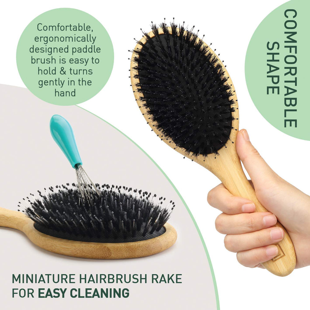 Zollo brush combines nylon pins and boar bristles for smoothing frizz.