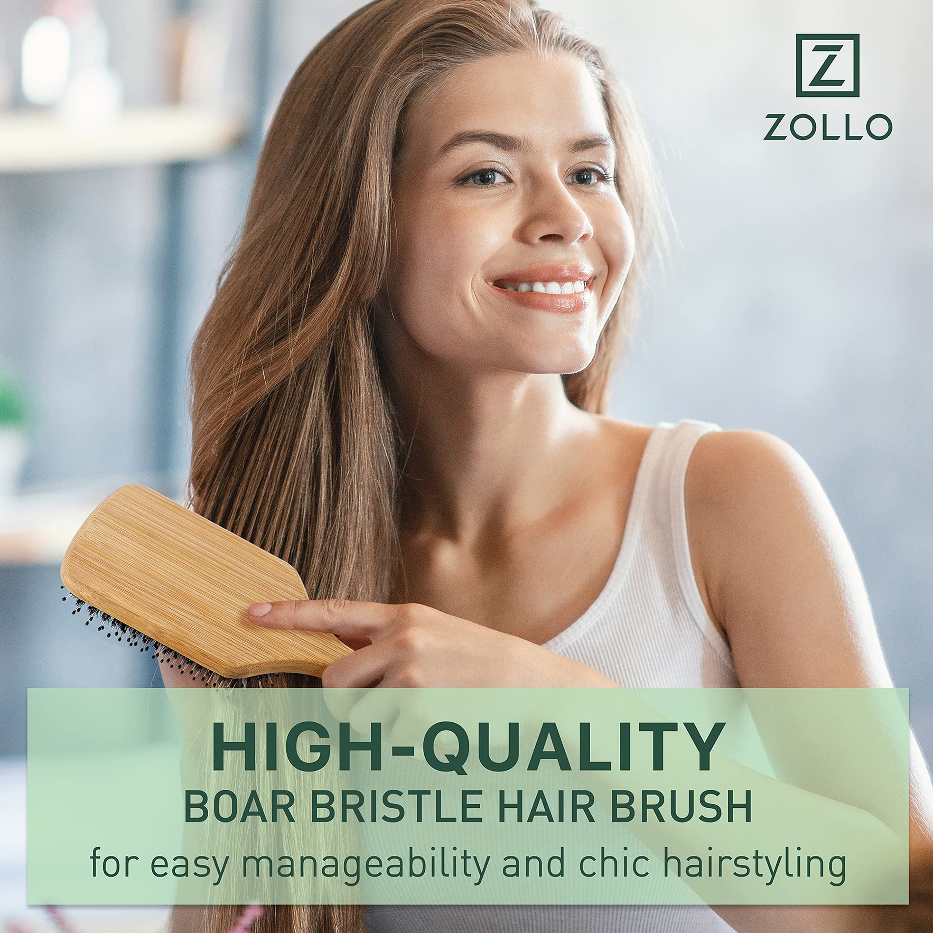 Zollo after-shower use helps detangle damp hair smoothly.
