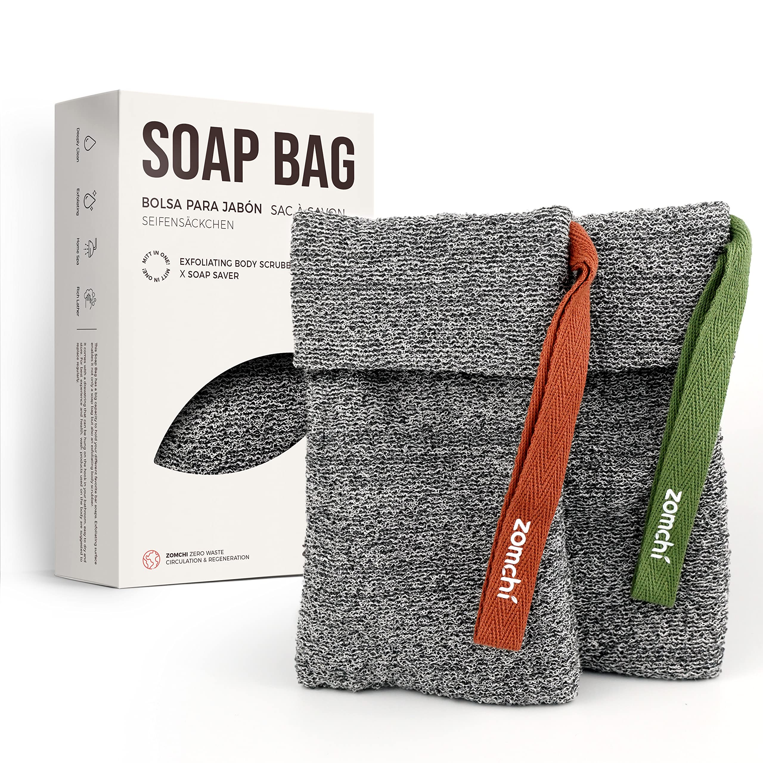 Bolsas exfoliantes ZOMCHI para jabón brindan exfoliación suave y espuma abundante en la ducha