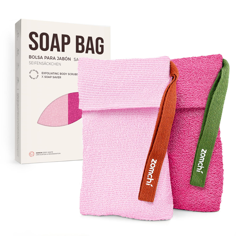 ZOMCHI bolsas jabon exfoliacion variada rosa 2 piezas para exfoliar con intensidad
