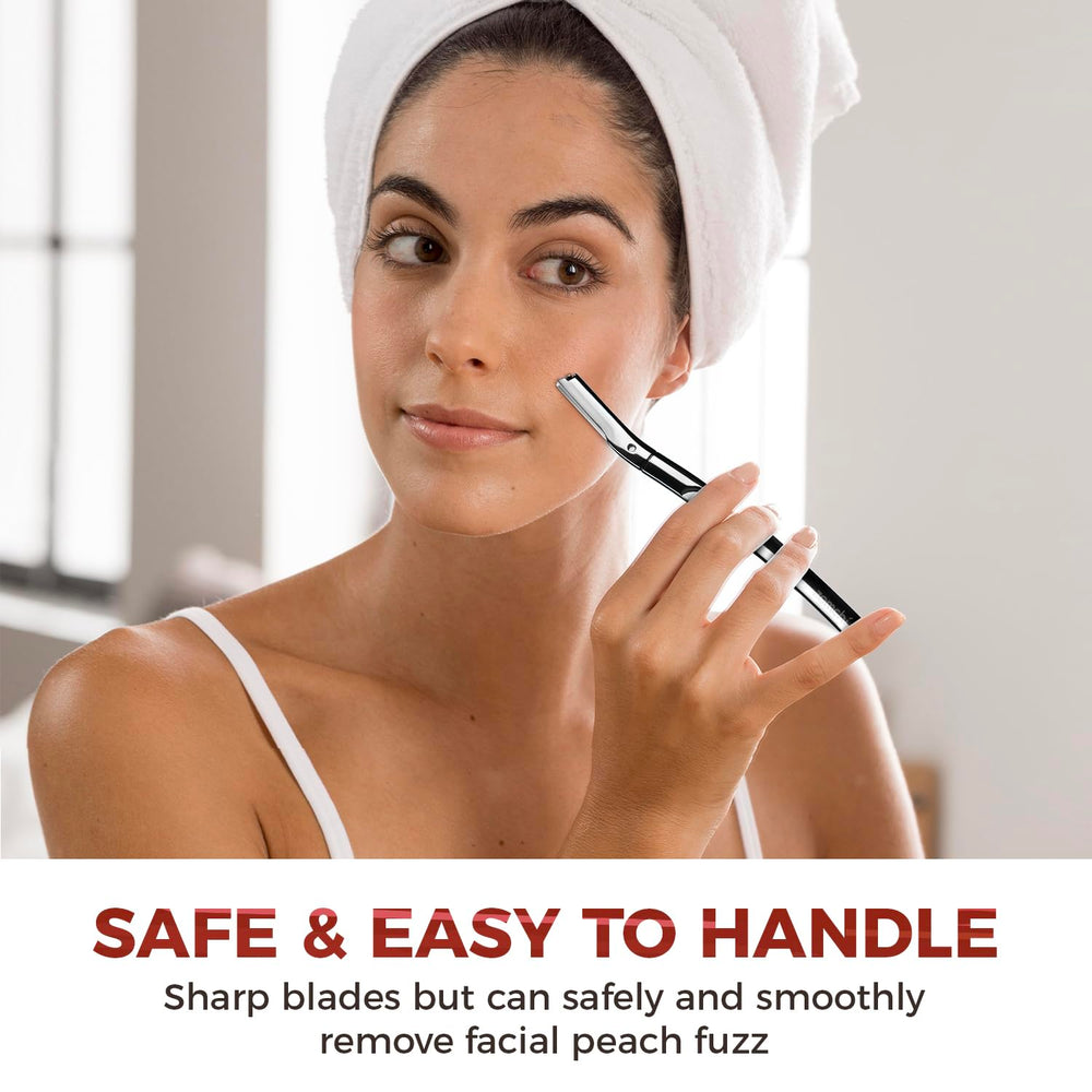 ZOMCHI dermaplane razor close-up showing gentle exfoliation for smoother skin.