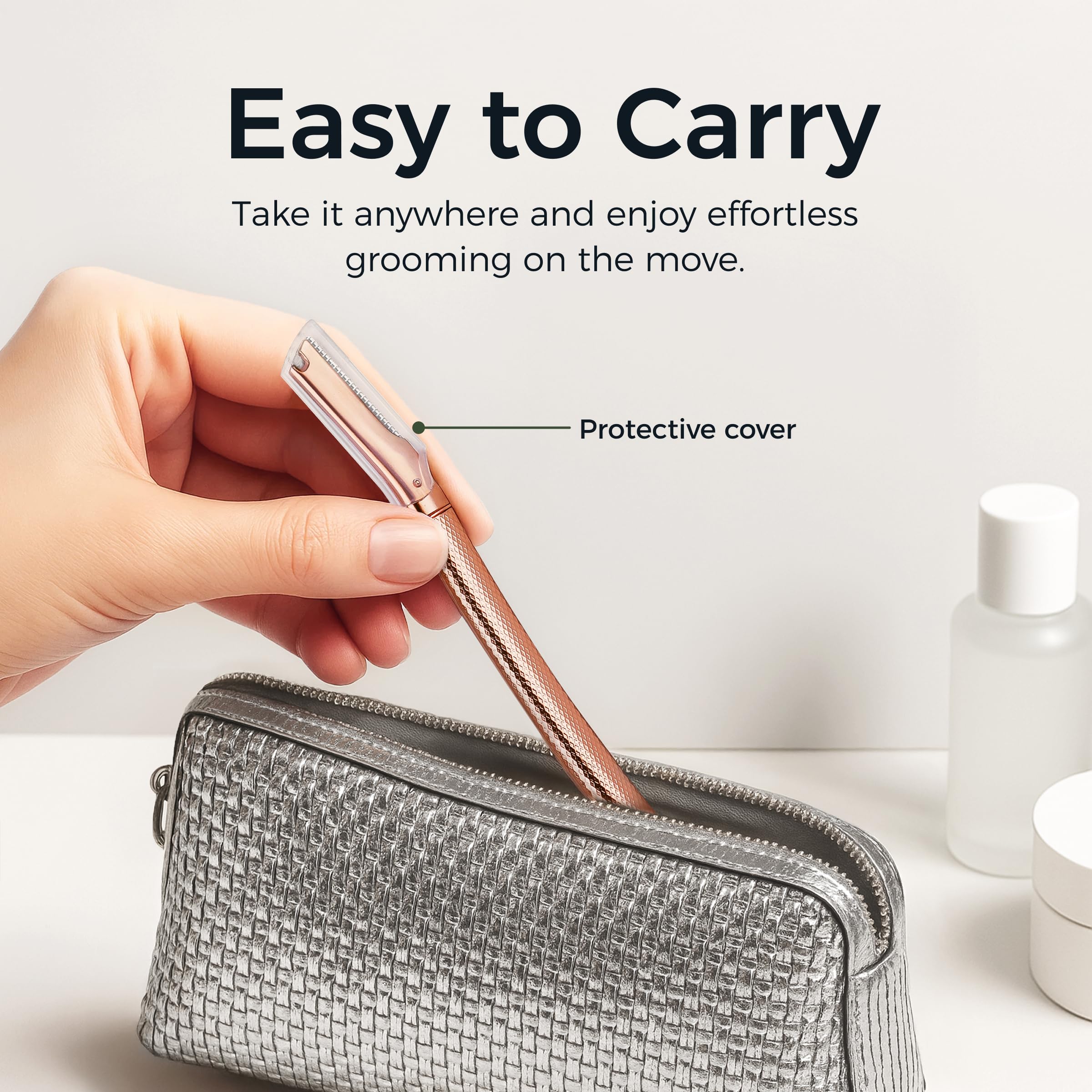 ZOMCHI ergonomic handle in rose gold with easy grip.