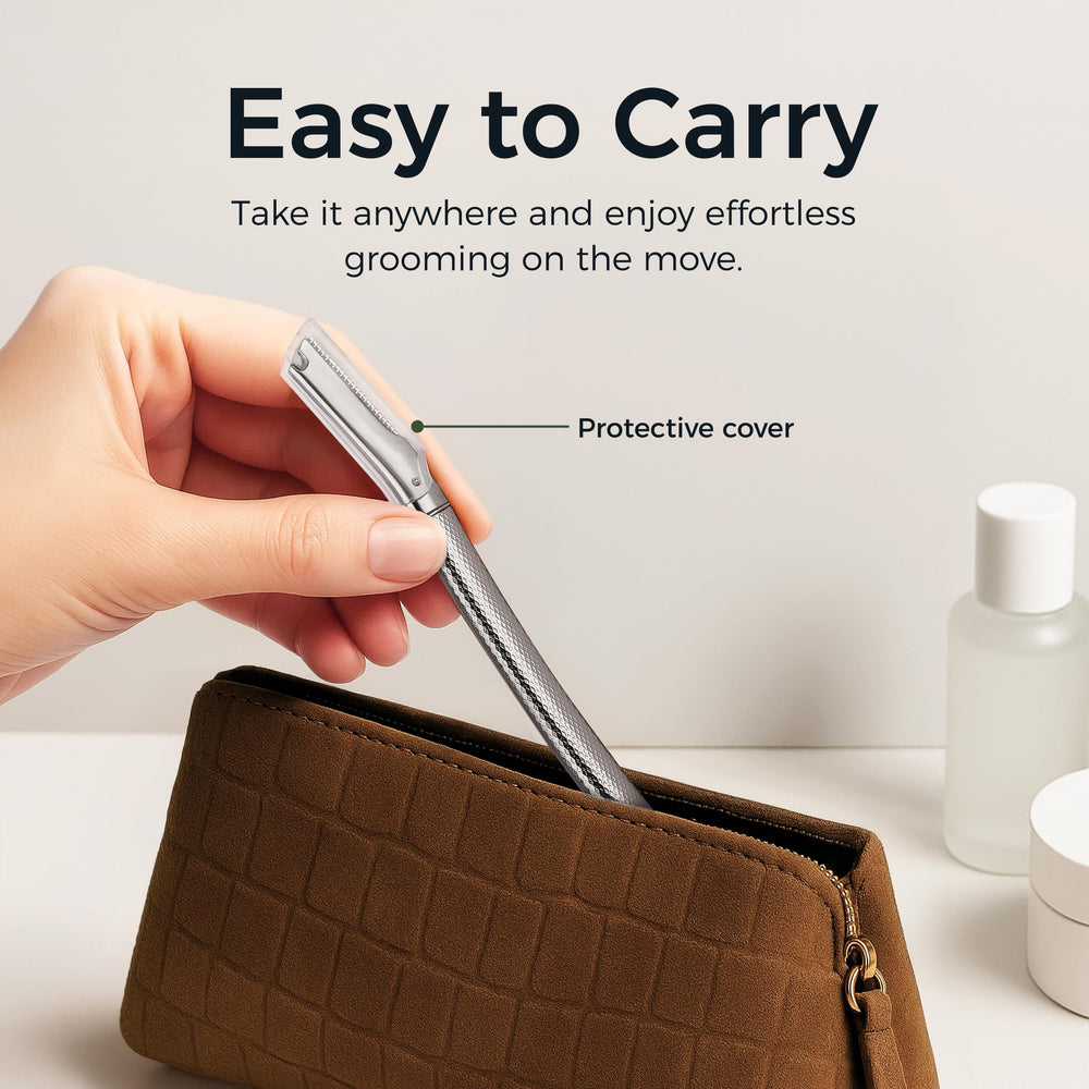 ZOMCHI face trimming tool highlights gentle handling of sensitive areas.