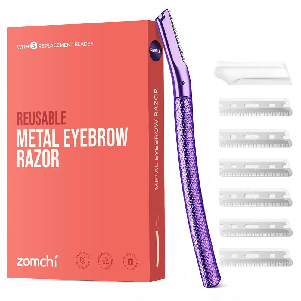 ZOMCHI eyebrow razor with six blades for precise shaping and gentle dermaplaning.