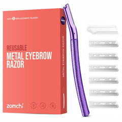 ZOMCHI eyebrow razor with six blades for precise shaping and gentle dermaplaning.