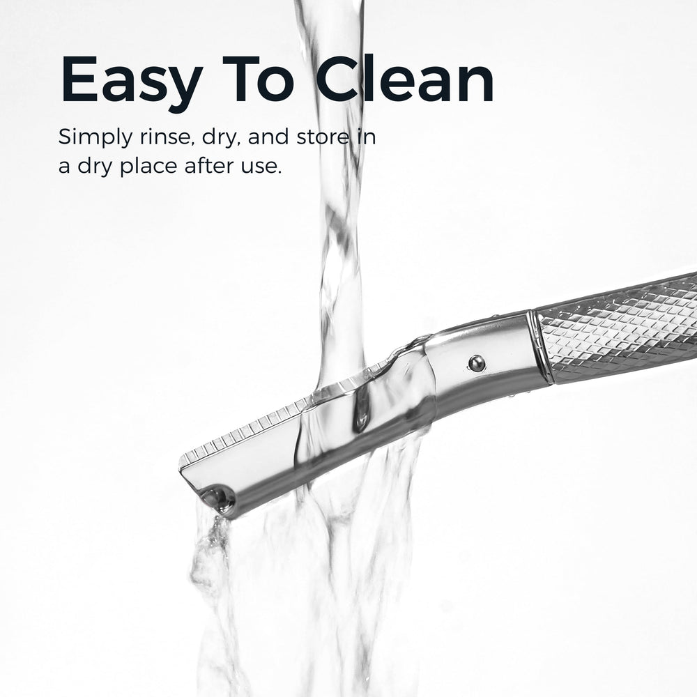 ZOMCHI razor in use on eyebrows for precise shaping.