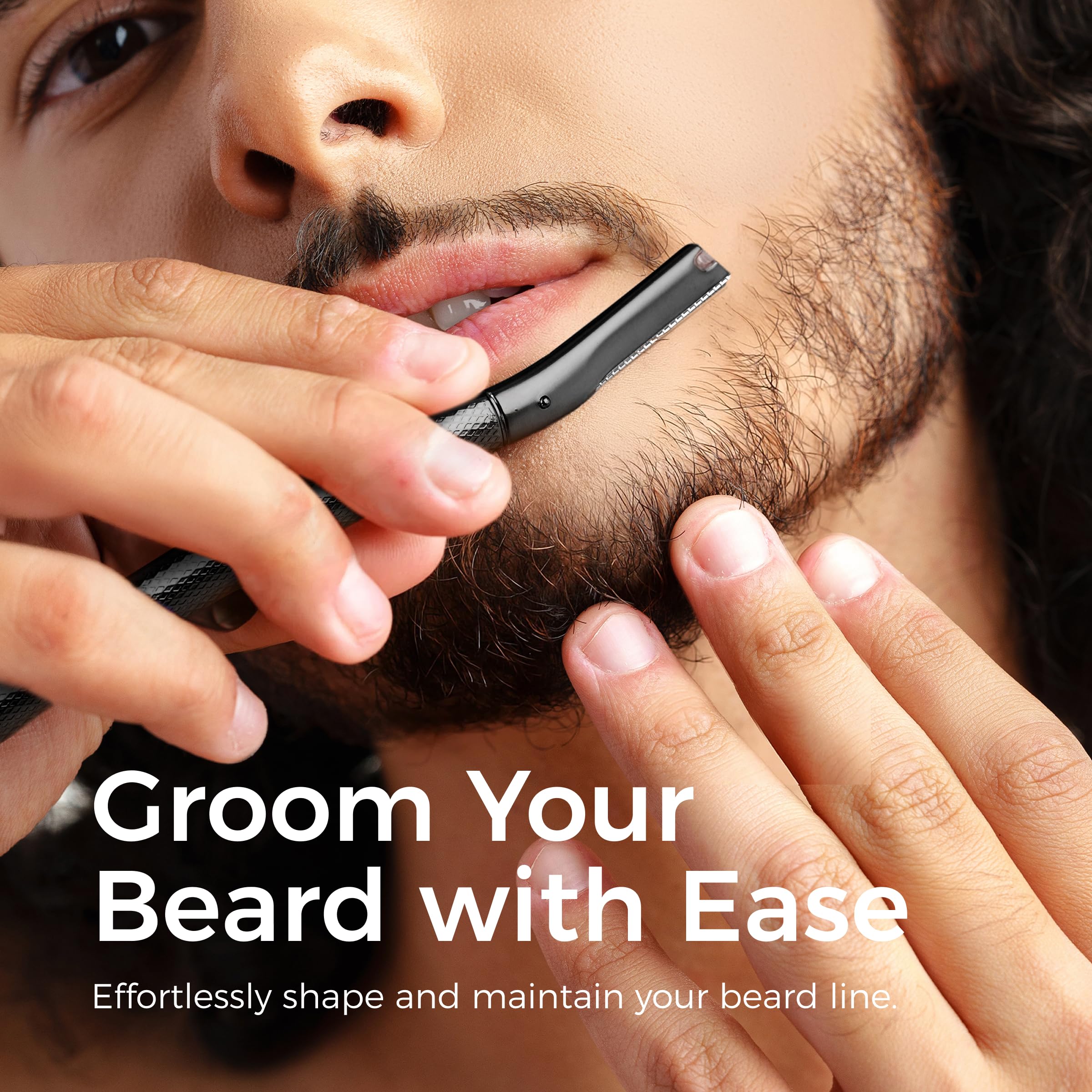 ZOMCHI Eyebrow trimmer closeup demonstrating gentle shaping around brows