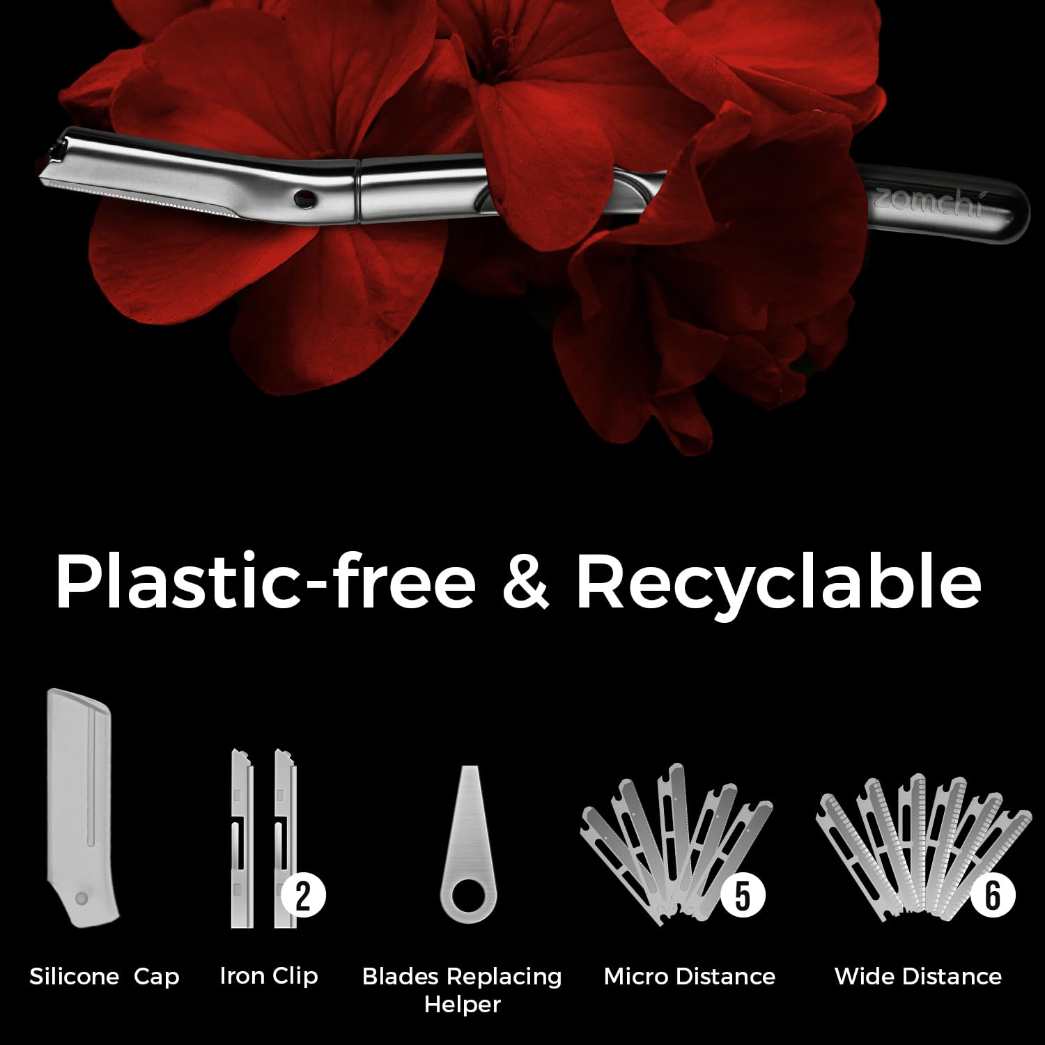 ZOMCHI multi-function razor handles brows, peach fuzz, and light body hair.