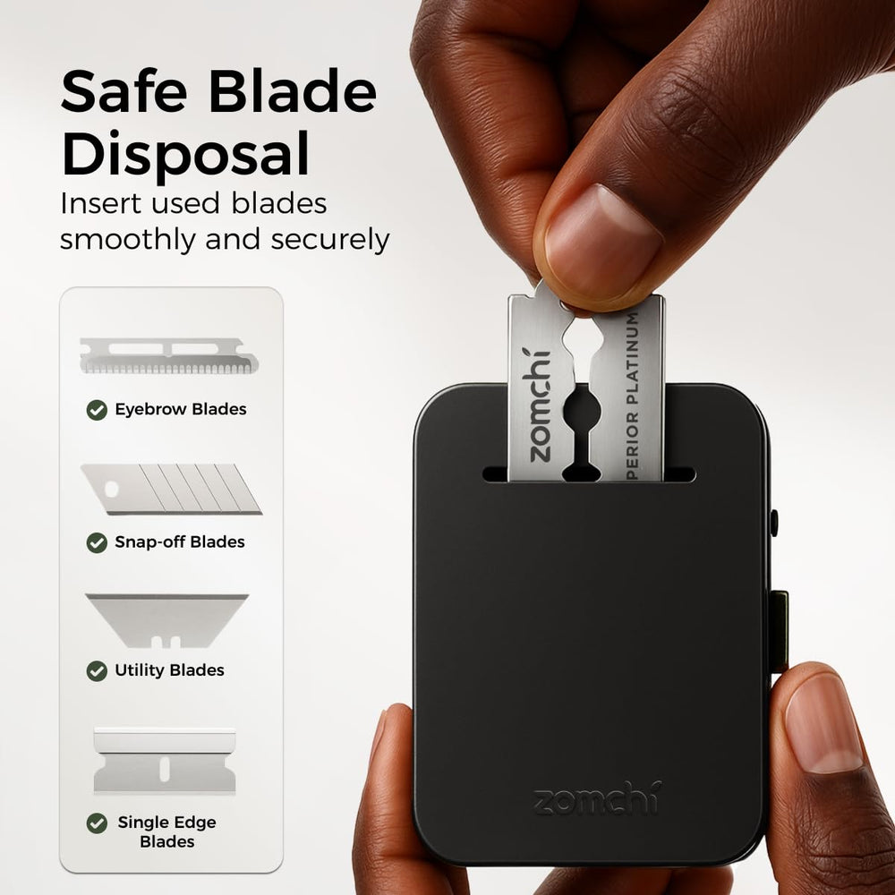 ZOMCHI blade bank open slot demonstrating easy blade insertion.