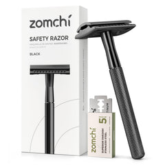 ZOMCHI safety razor with black handle for precise, comfortable shaving