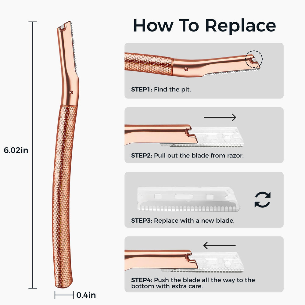 ZOMCHI sensitive-area trimmer in rose gold for upper lip and chin.