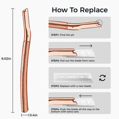 ZOMCHI sensitive-area trimmer in rose gold for upper lip and chin.