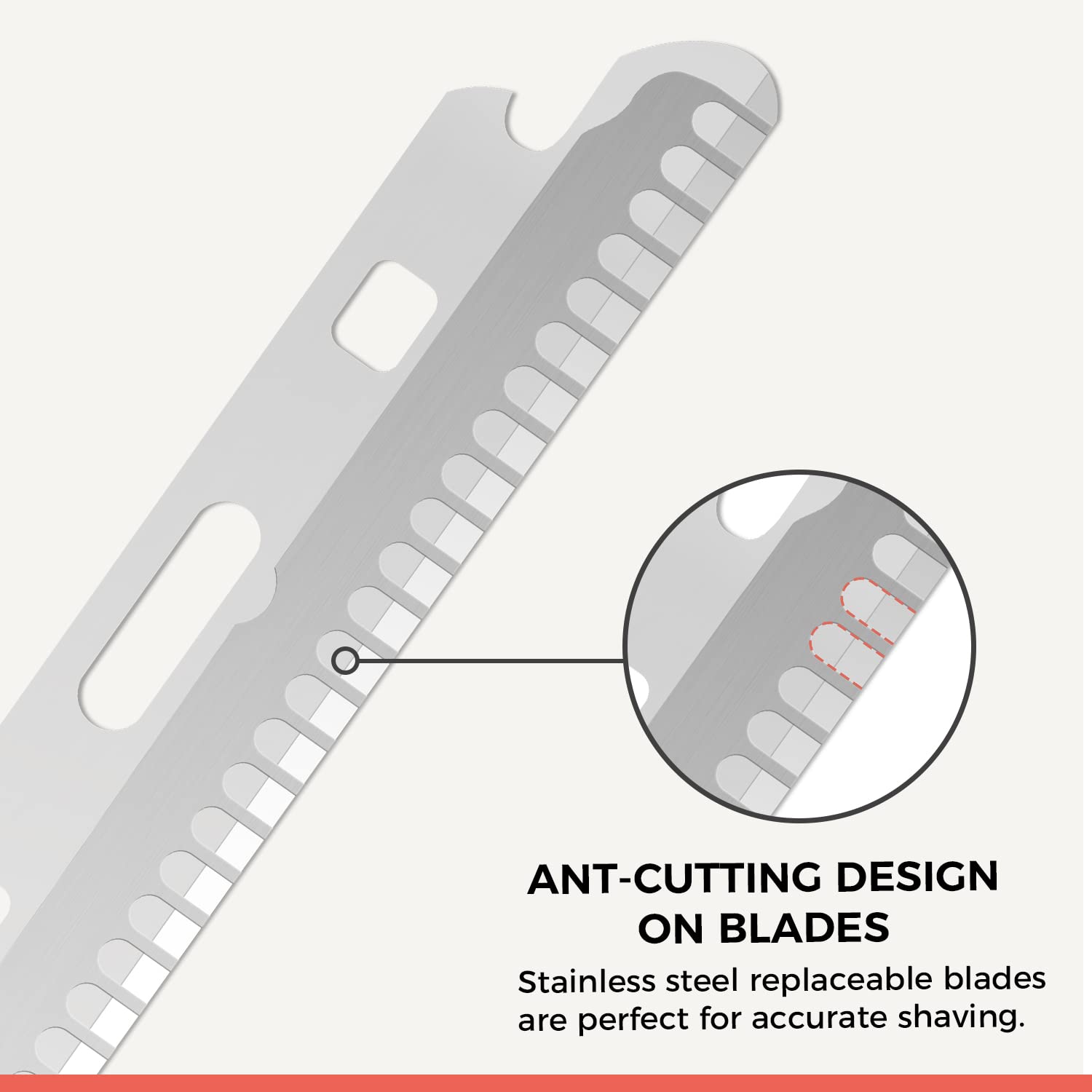 Stainless steel blades close-up for durable grooming